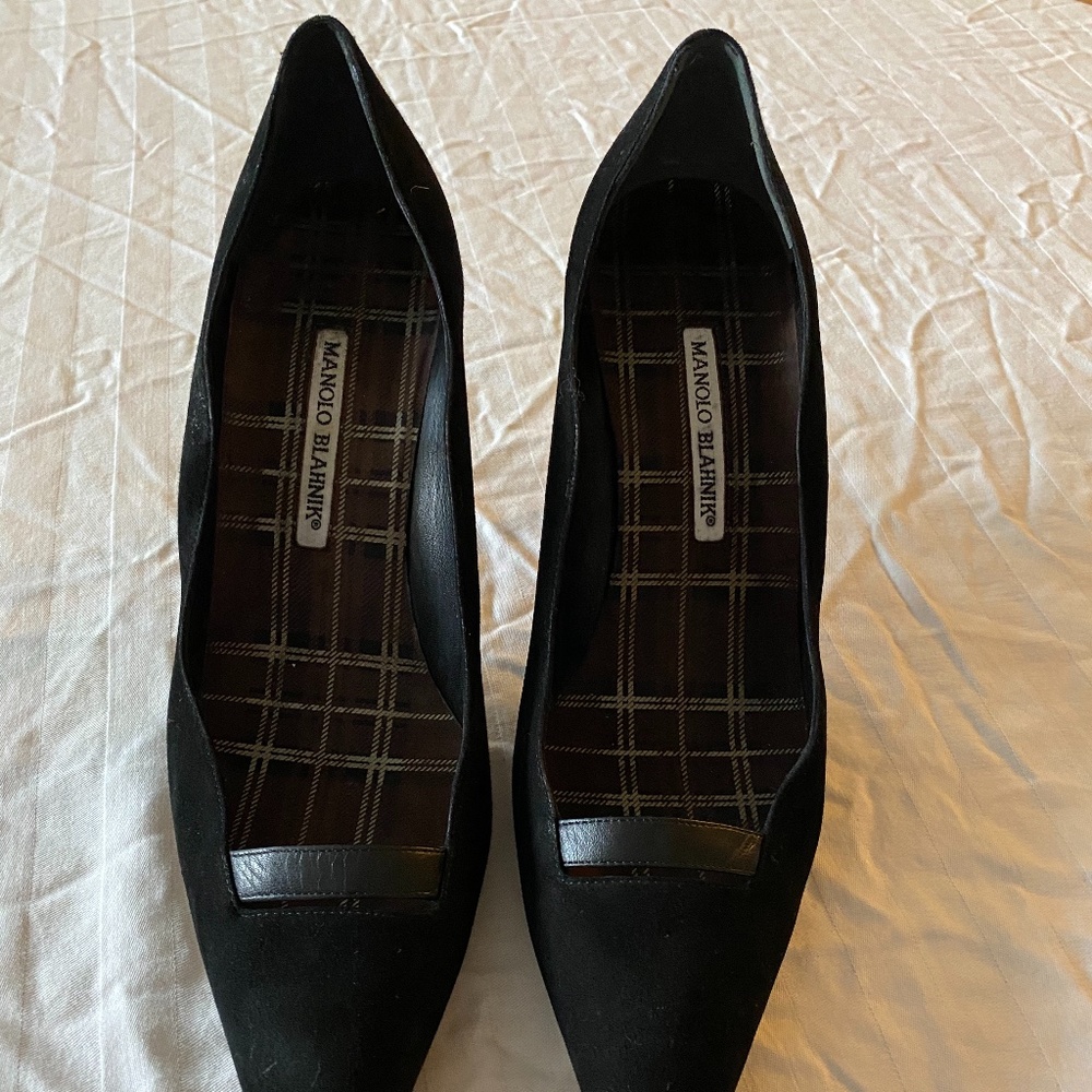 Manolo Blahnik Black Suede Heels